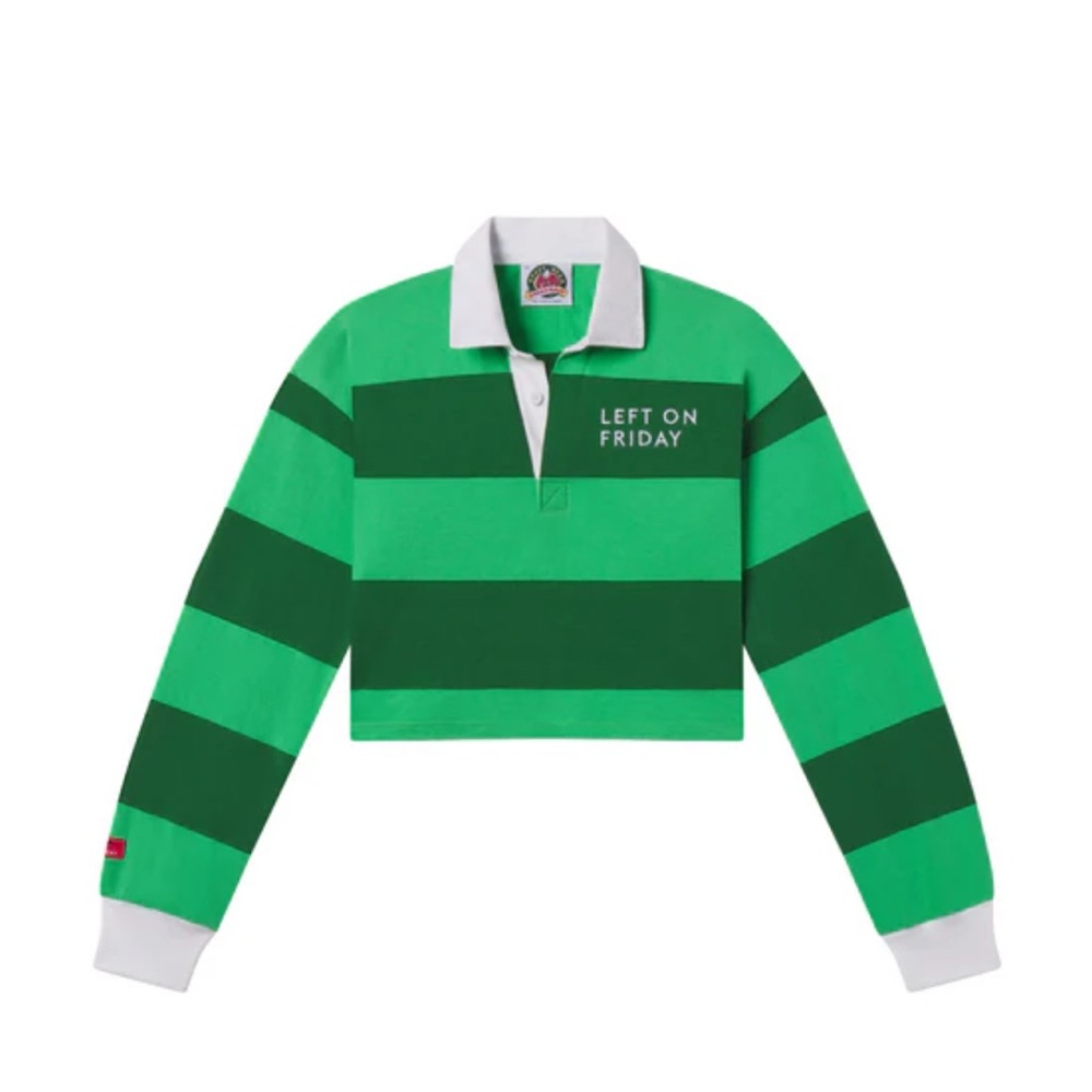 Left On Friday x Barbarian Green Striped Rugby Shirt